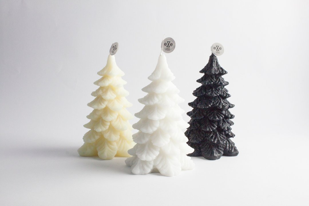 小松树蜡烛 Pine Tree Candle- 圣诞限量色 黑色 白色 奶油色 - 蜡烛/烛台 - 蜡 黑色