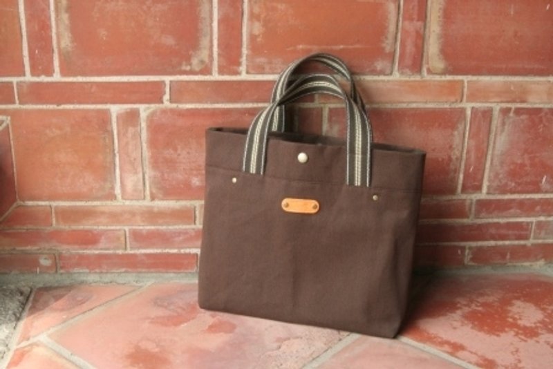 初秋版A4帆布无里包 - 手提包/手提袋 - 其他材质 咖啡色