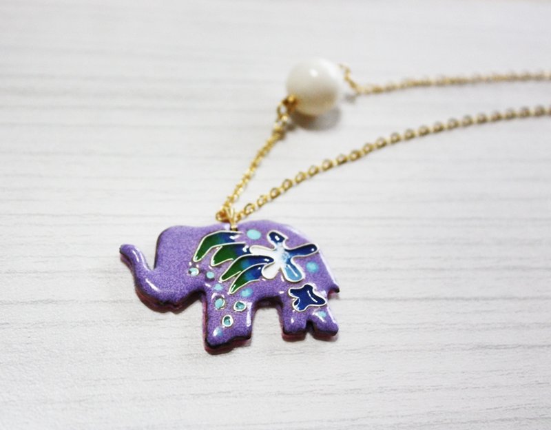 紫米珐琅大象 - 项链 - 珐琅 紫色