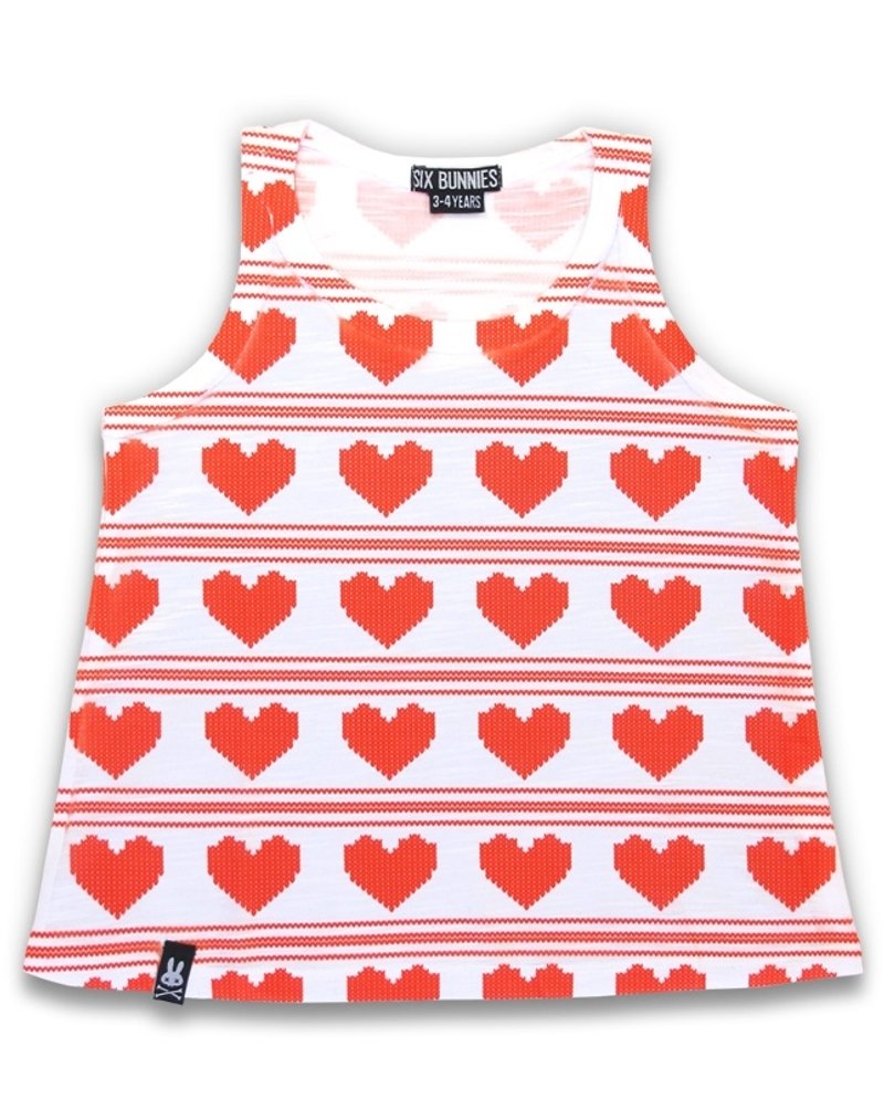 编织心心 女孩背心 Knit Hearts Tank Top - 其他 - 棉．麻 红色