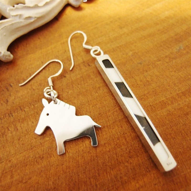 小斑马纯银耳环 - 耳环/耳夹 - 其他金属 