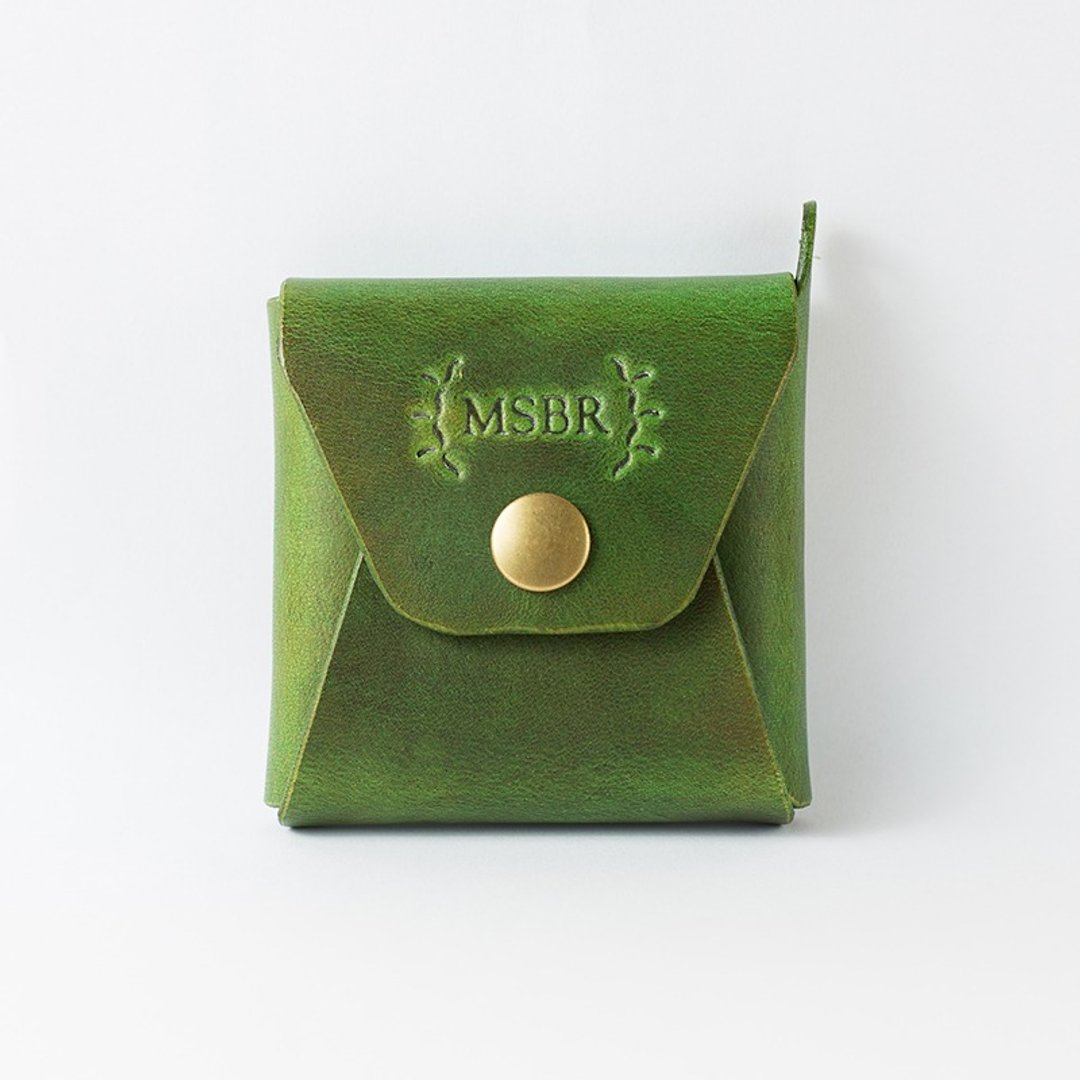 MSBR Leather [X]方形零钱包/Coin Case/钥匙包/意大利皮革纯黄铜五金(绿色) - 零钱包 - 真皮 绿色