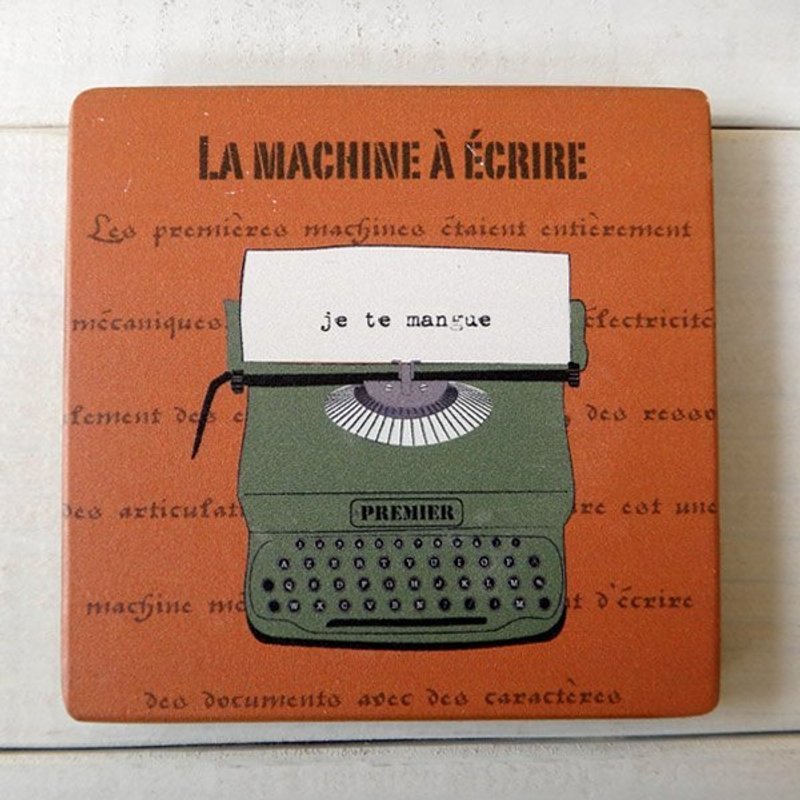 杯垫-实木-打字机-绿 - 杯垫 - 木头 多色