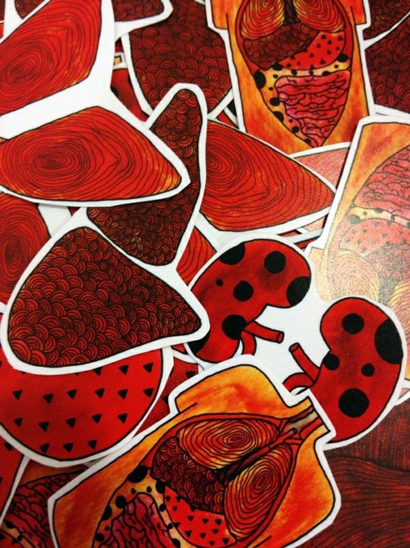 小贴心系列-器官贴纸 - 贴纸 - 纸 红色