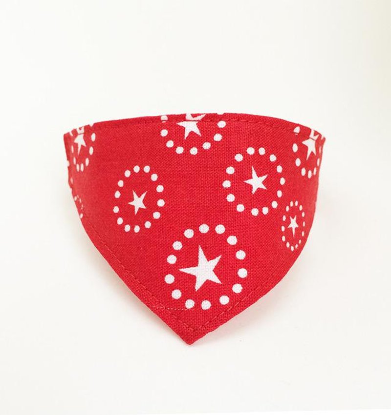 There star pattern bandana-style collar / corner Kang for Red cat (from kitten to adult cats) - 项圈/牵绳 - 棉．麻 红色