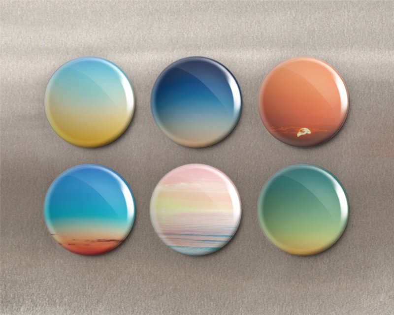 夕阳 - 磁铁(6入)/胸章(6入)/生日礼物【Special U Design】 - 冰箱贴/磁贴 - 其他金属 多色