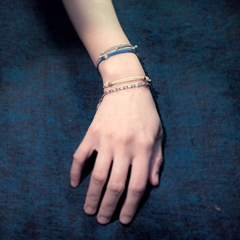 小心机 - 乳白独角兽编织绕旋线 米白 伸缩绳结粗蜡线手环 - 手链/手环 - 聚酯纤维 白色