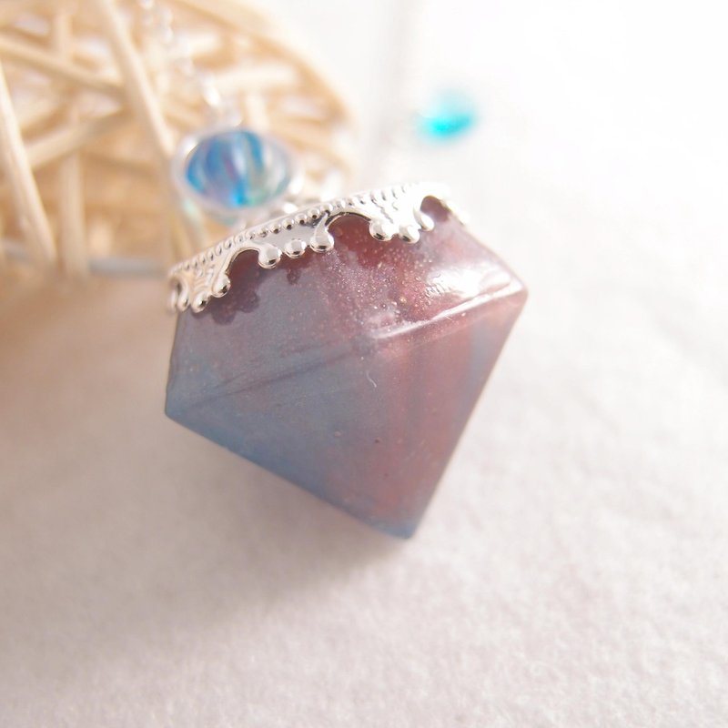 【童趣钻石】●  蓝色迷雾  ●  南瓜珠 x 保色银项链 / 防过敏 - 项链 - 硅胶 蓝色