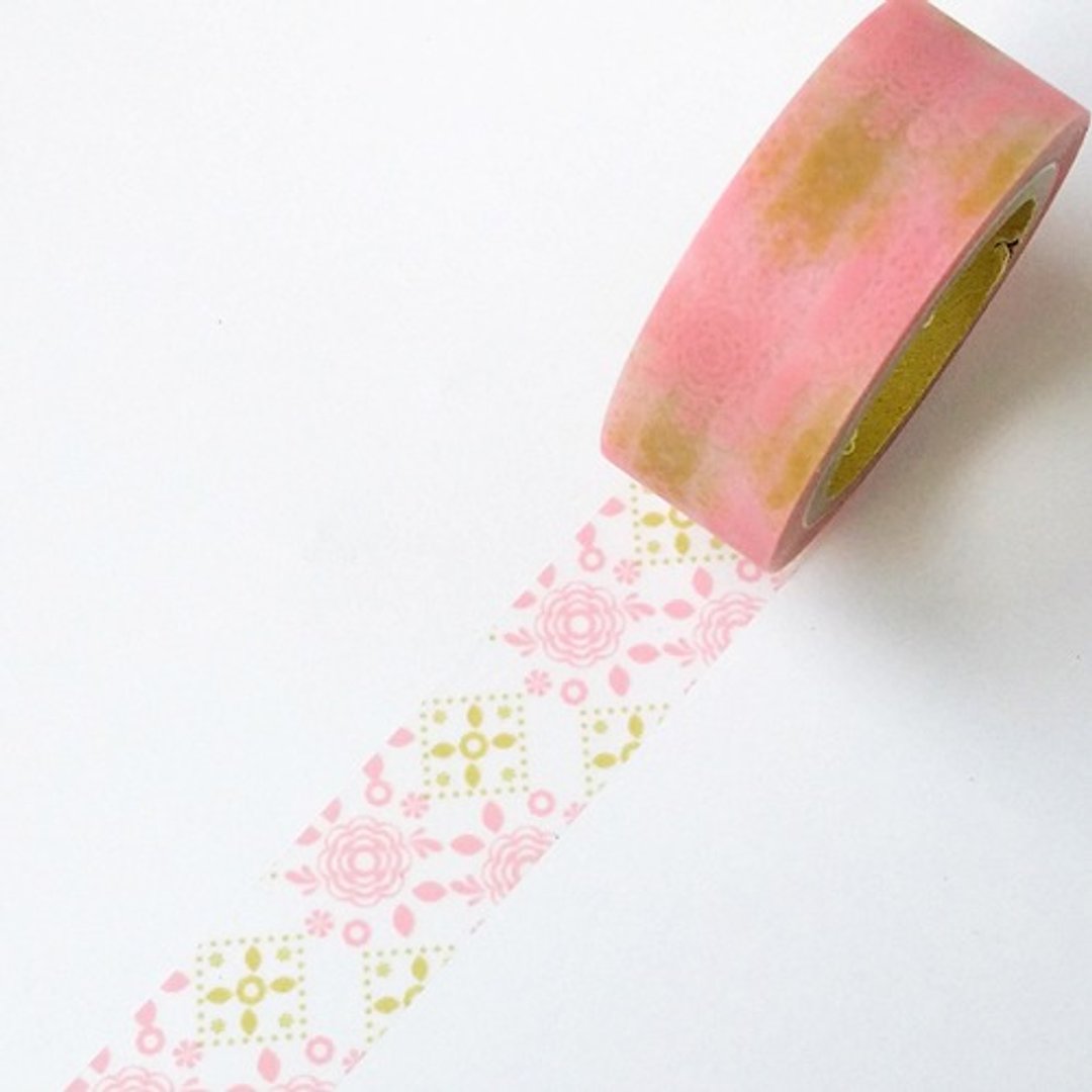 NICHIBAN Petit Joie Mending Tape 花漾胶带【玫瑰花砖 (PJMD-15S001)】 - 纸胶带 - 其他材质 多色