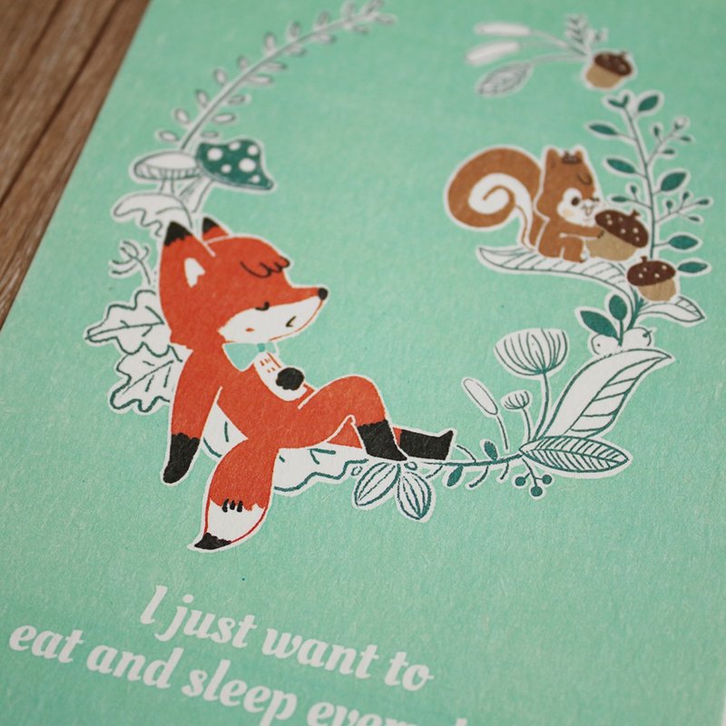 ↟↟ 明信片 - "Eat & Sleep" - 卡片/明信片 - 纸 蓝色