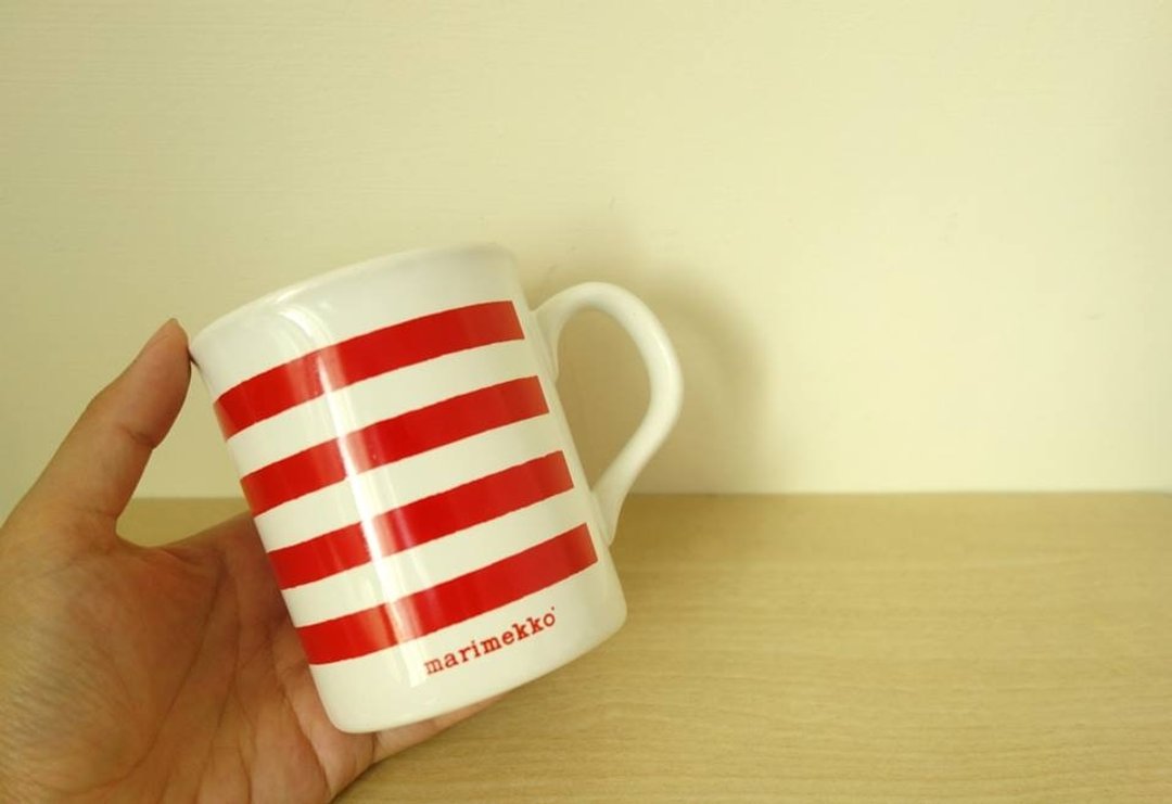 芬兰marimekko X SKV红条纹杯 - 茶具/茶杯 - 陶 红色