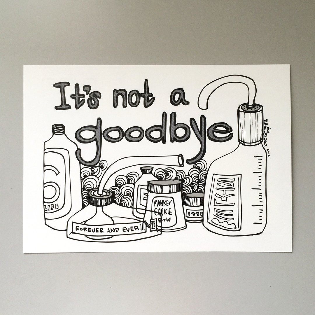 明信片黑白系列 这不是再见 It's not a goodbye  涂鸦填色明信片 - 卡片/明信片 - 其他材质 白色