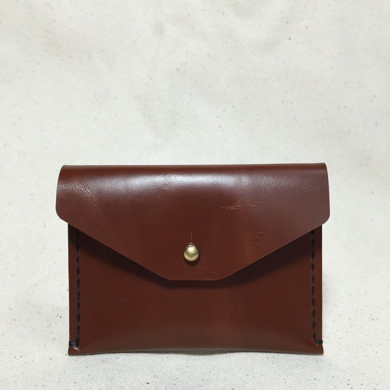 Mingen'Handiwork*手工缝制啡色复古真皮卡包名片套 - 名片夹/名片盒 - 真皮 咖啡色