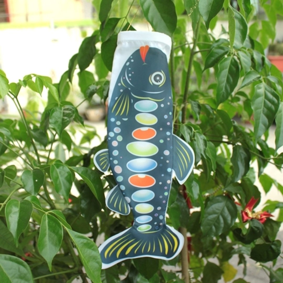 台湾国宝鱼[樱花钩吻鲑]鱼旗30CM (深蓝) - 摆饰 - 其他材质 蓝色