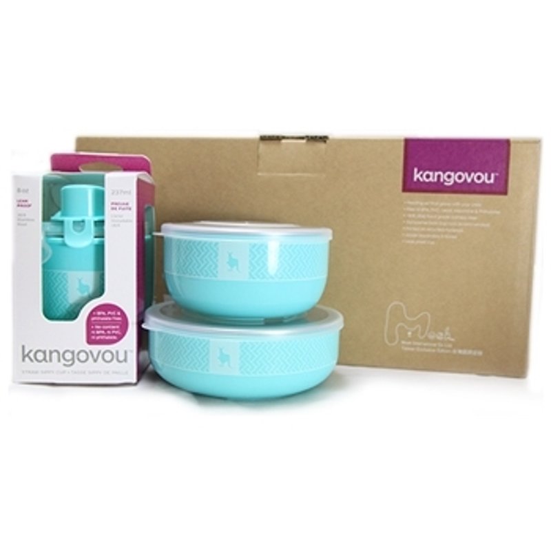 【弥月礼盒】Kangovou 100分简配餐具组--薄荷绿 - 儿童餐具/餐盘 - 不锈钢 绿色