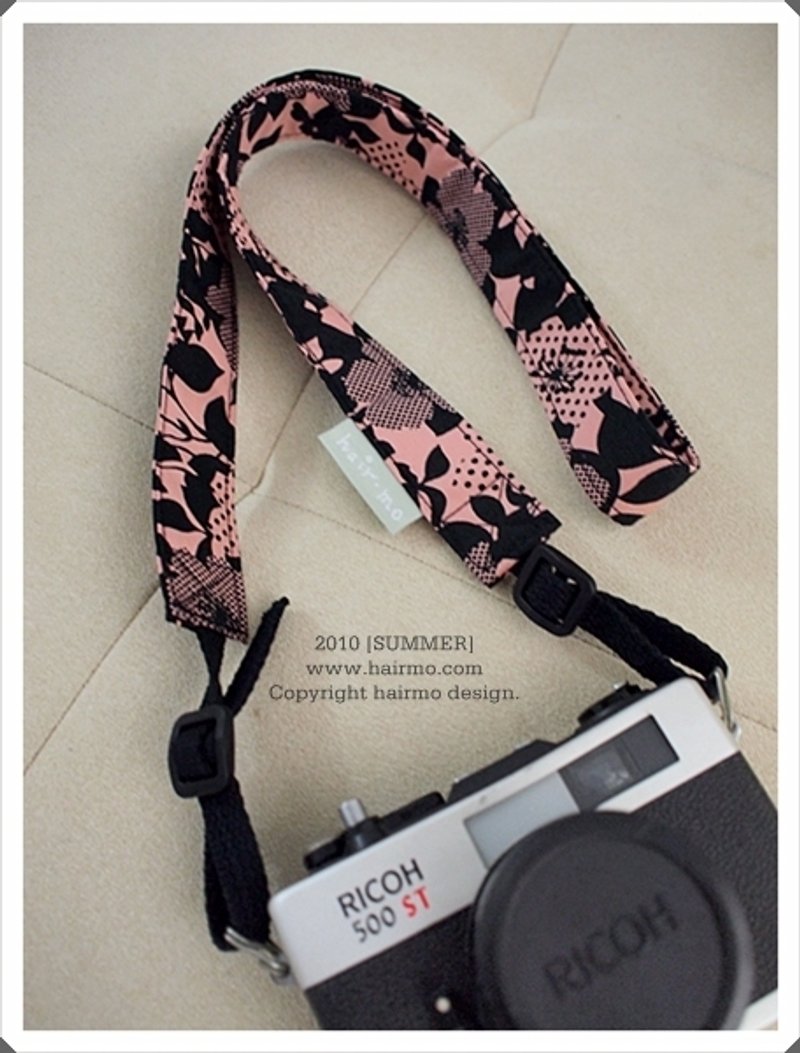 hairmo。黑底粉花单眼双背相机带 - 证件套/卡套 - 其他材质 粉红色