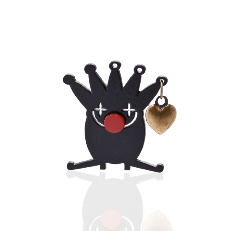 圣诞交换礼物。法式别针。限量饰品。生日礼物。女生礼物。定情礼物。浪漫巴黎。小丑嘎比别针 Brooch - 胸针 - 木头 黑色