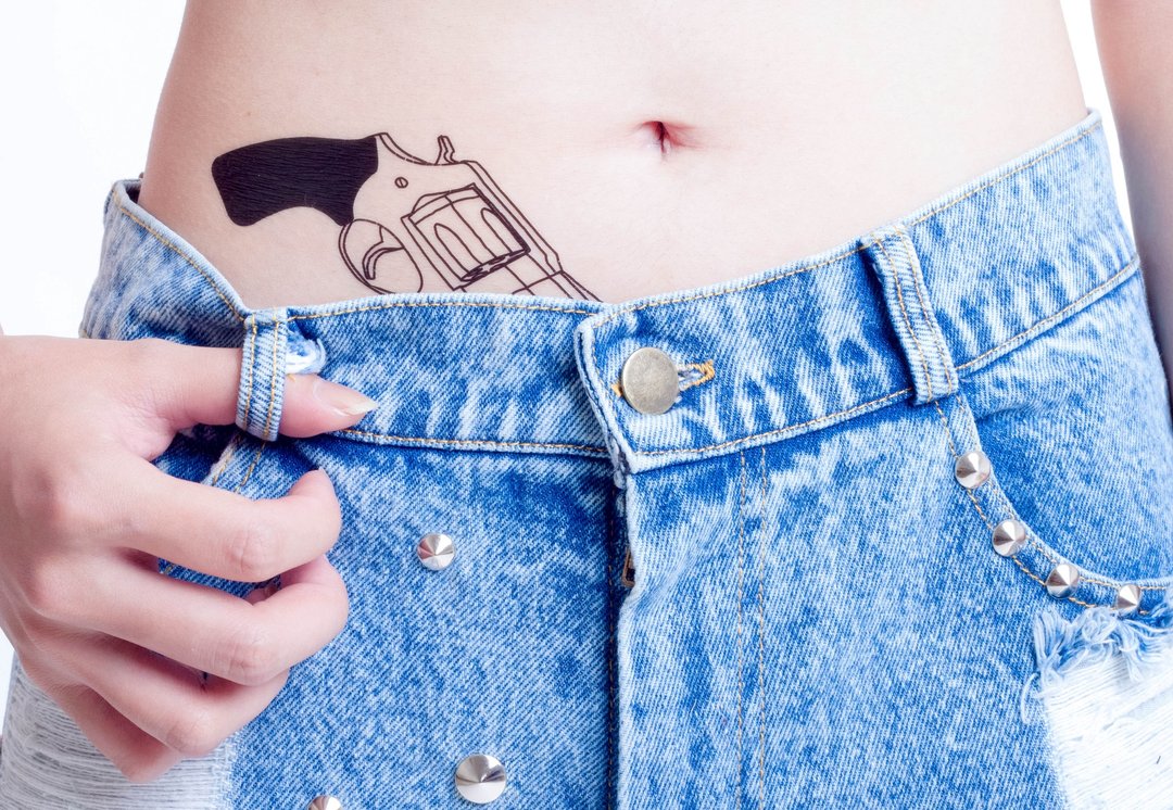 Surprise Tattoos / Gunman 职业杀手 刺青 纹身贴纸 - 纹身贴 - 纸 黑色