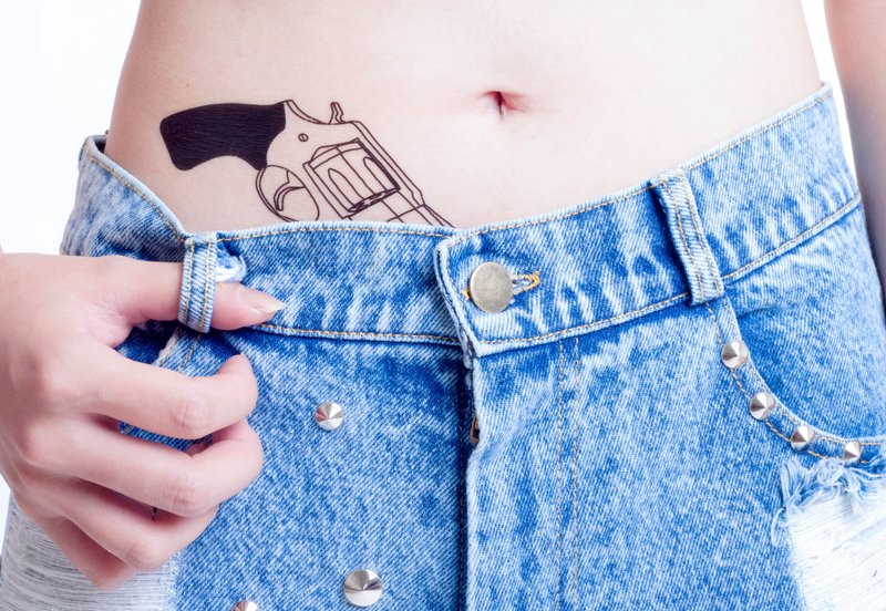 Surprise Tattoos / Gunman 职业杀手 刺青 纹身贴纸 - 纹身贴 - 纸 黑色