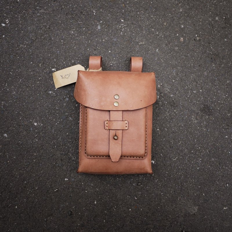 夕卡 Shika // 手制革物_意大利植鞣牛皮_手缝腰包 / 单车包 - 自行车/周边 - 真皮 咖啡色