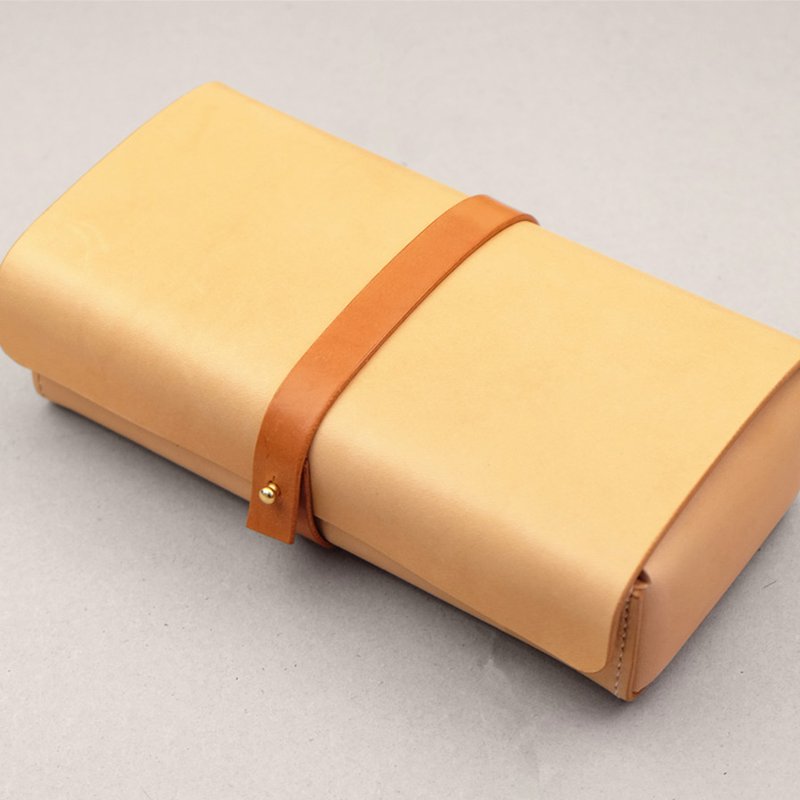 手工植鞣牛皮文具盒收纳盒 - 铅笔盒/笔袋 - 真皮 金色