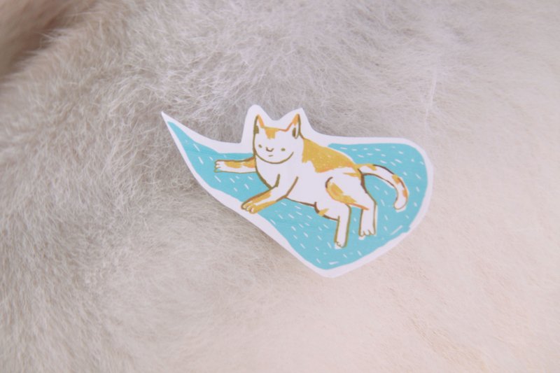 防泼水小贴纸 大爱猫咪/三入 - 贴纸 - 纸 蓝色