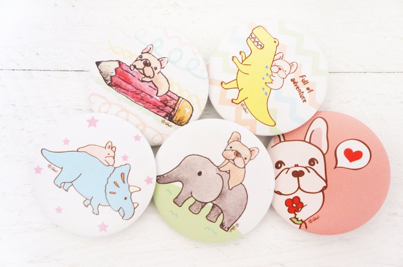 法斗徽章/别针-4.4cm - 徽章/别针 - 塑料 