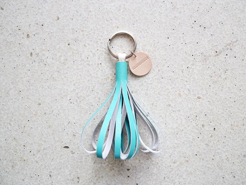 湖水绿羊皮草裙舞流苏钥匙圈 - 钥匙链/钥匙包 - 真皮 绿色