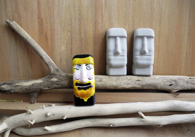 复活岛迷你Moai巨石像磁铁-畅游非洲的自然卷大叔 - 冰箱贴/磁贴 - 水泥 多色