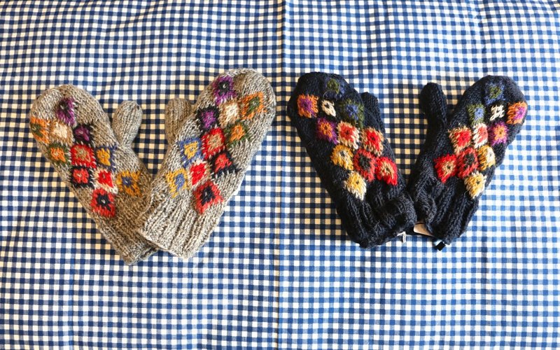 Japaindia尼泊尔图腾两指手套（BJB1512007） - 手套 - 纸 蓝色