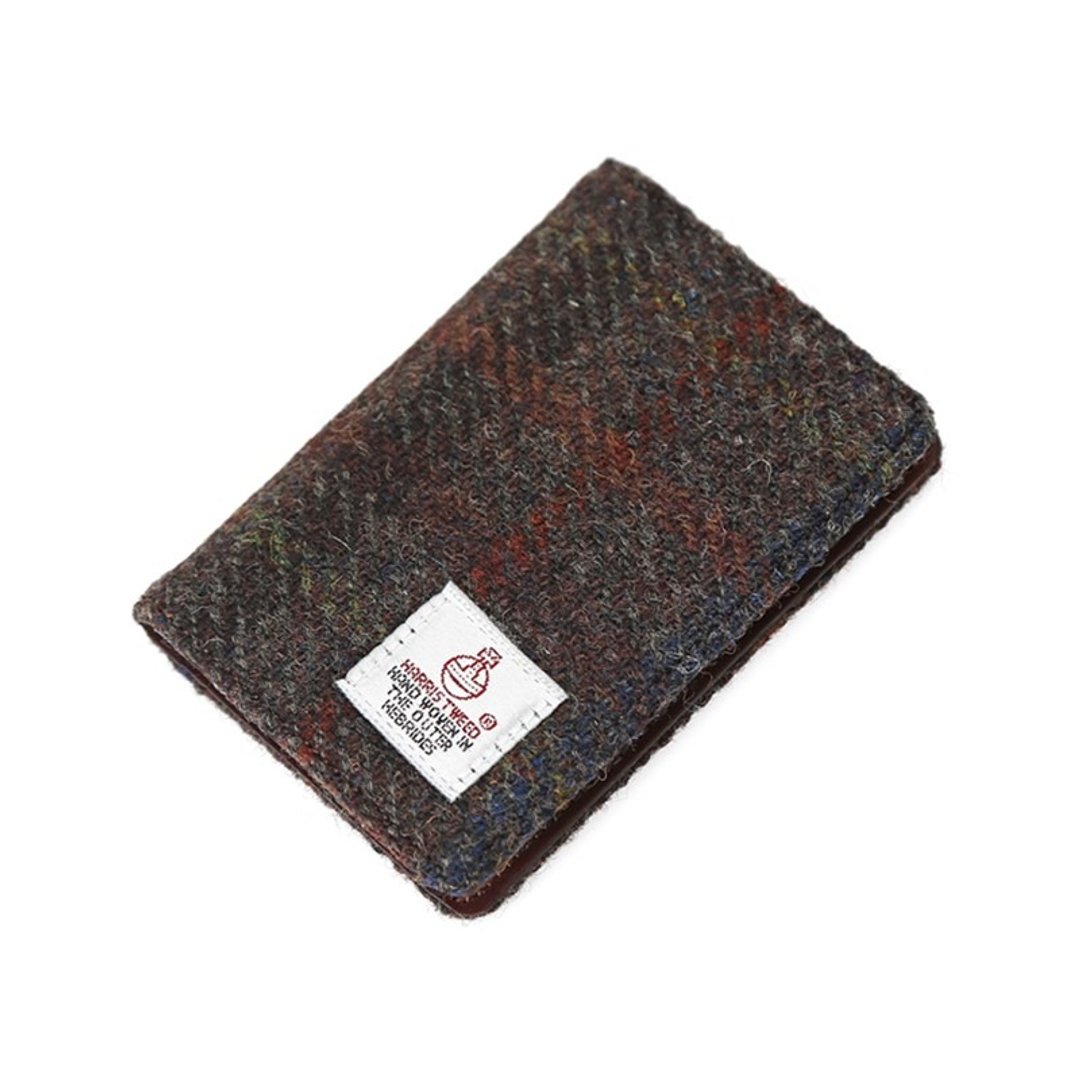 HARRIS TWEED CARD WALLET - D.BROWN - 皮夹/钱包 - 羊毛 咖啡色