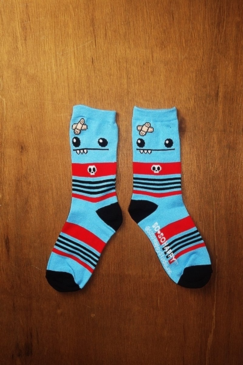 受伤蓝怪兽袜!!夏漪眺=knock your socks off !! - 袜子 - 其他材质 蓝色