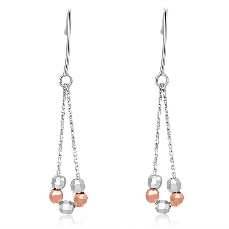 香港设计 14K/585 红白色黄金 净金 珠串吊式耳环 - 耳环/耳夹 - 其他金属 灰色