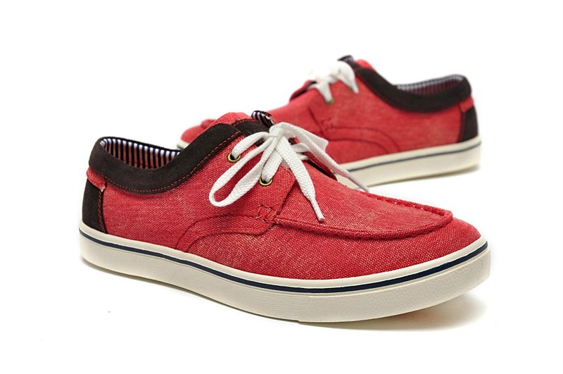 寺孝良品 严选麂皮拼接莫卡帆布鞋 红 - 男款休闲鞋 - 其他材质 红色