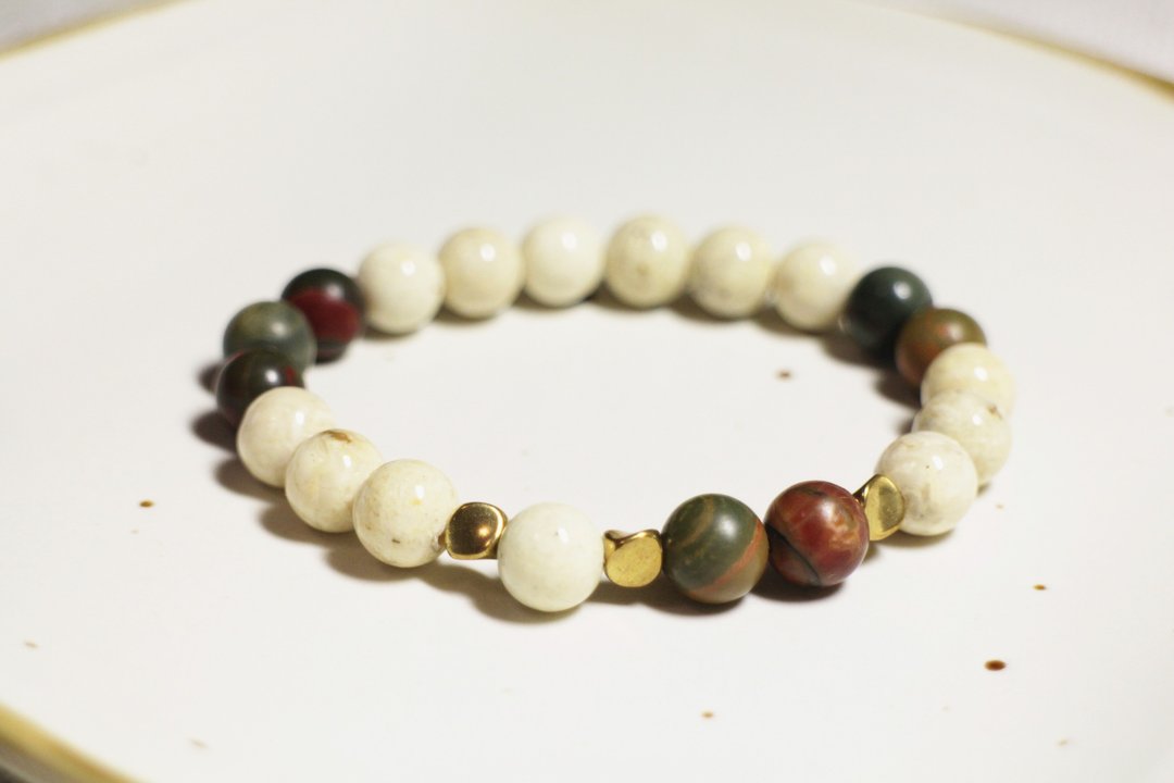 自然系列【花穗】手环 · 虎皮化石 x 毕加索石 - Caterpillar. Stone - 手链/手环 - 宝石 