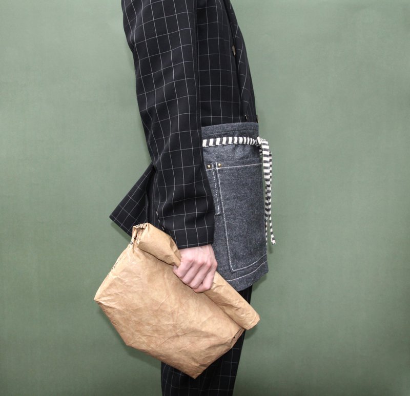 [ TEMPERATURE ] 画家 牛皮 皮革 黄铜  条纹 手工制作 短板 围裙 作业服 工作服 - 围裙 - 其他材质 