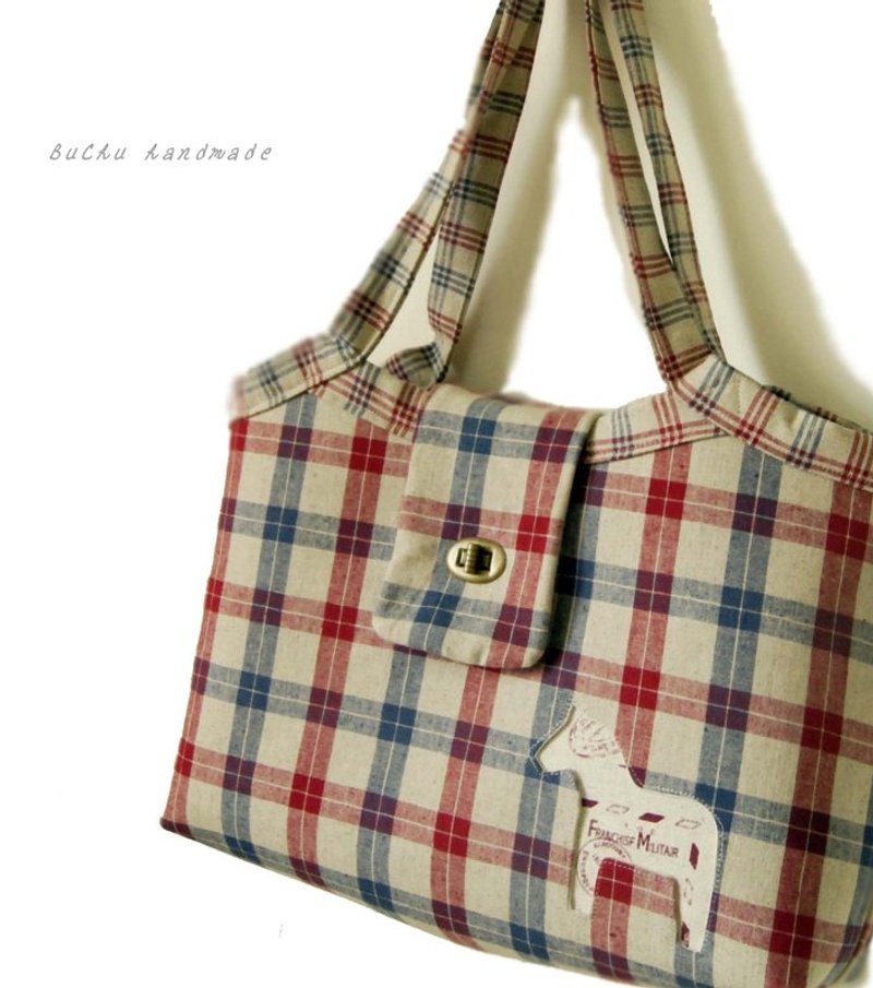 小木马托特包-蒙德里安(手工限量) - 侧背包/斜挎包 - 其他材质 红色