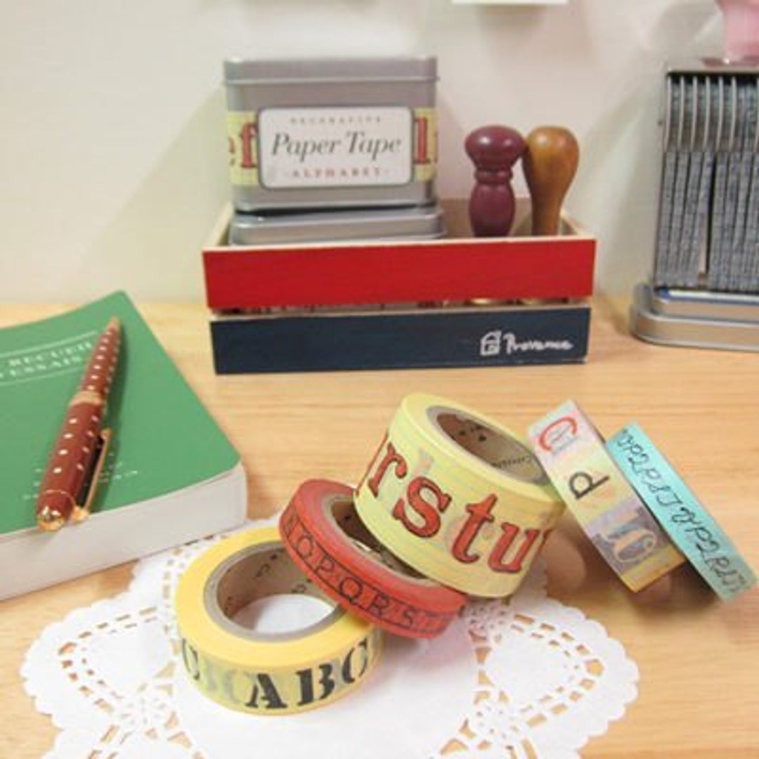 Cavallini Decorative Paper Tape 精装铁盒 纸胶带组 (字母) - 纸胶带 - 纸 多色