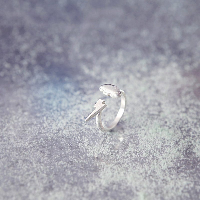 云彩与闪电纯银戒指 - 戒指 - 其他金属 