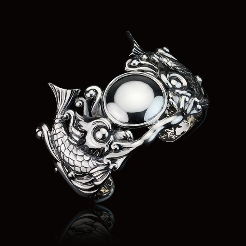 “我慌乱的爱就像溺水的泳者…”，手镯作品 - 手链/手环 - 宝石 灰色