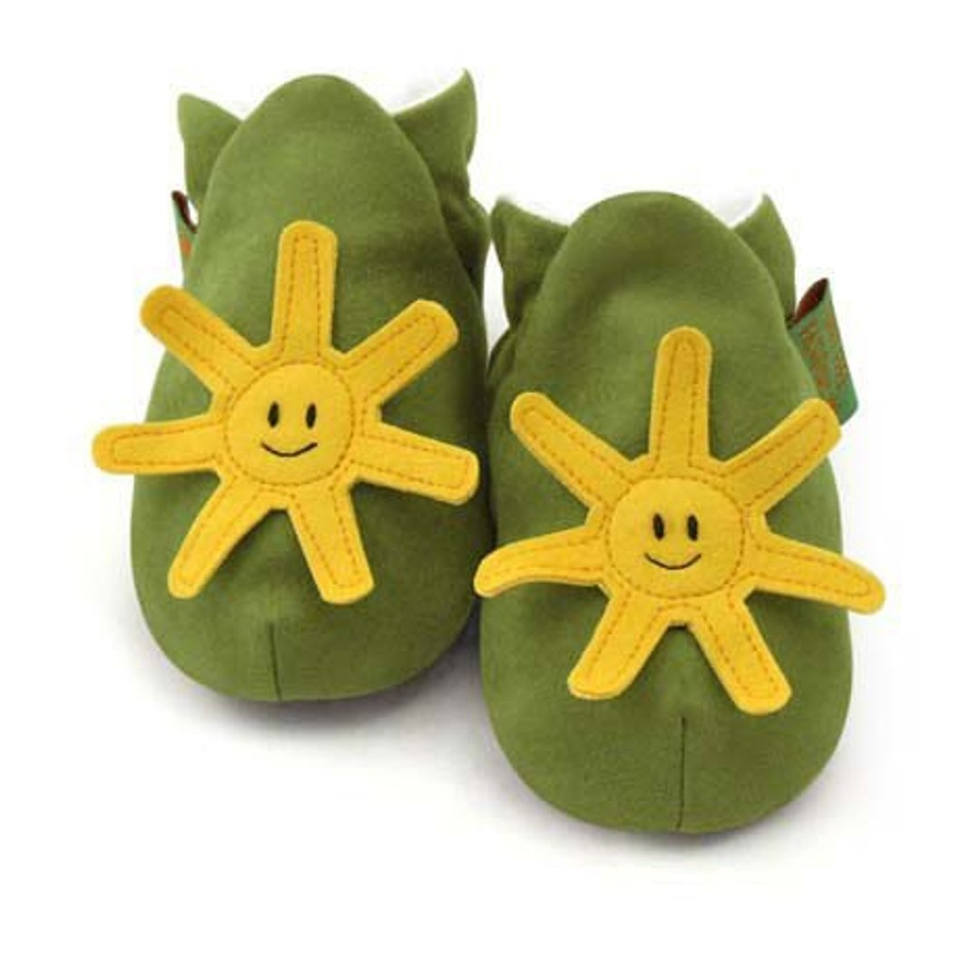 ★定制化★【英国手工鞋FunkyFeet Fashions】绿色太阳学步鞋0-24M(NT$1750)/ 2-7Y(NT$1950) - 童装鞋 - 其他材质 绿色
