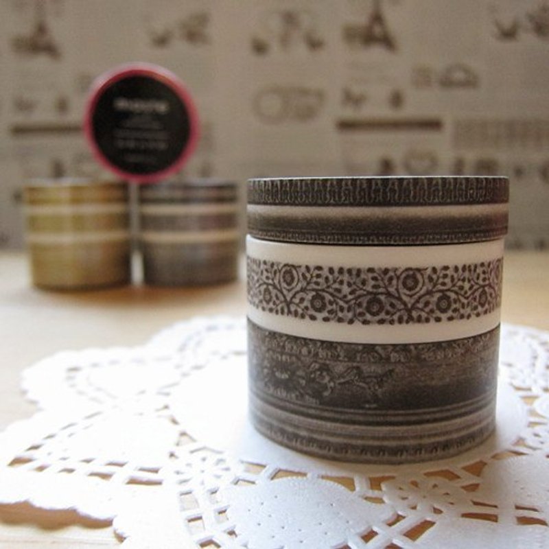 maste Masking Tape 和纸胶带 3卷装【边框-灰褐(MSG-MKT05-BR)】 - 纸胶带 - 纸 咖啡色
