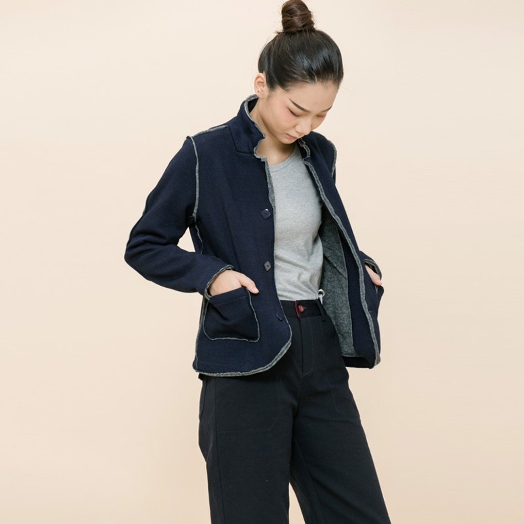不服 西北牧羊加厚加毛原色單寧外套   藍   O150611 - 女装休闲/机能外套 - 棉 蓝色