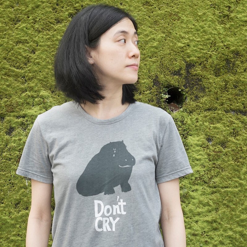 蘑菇Mogu 有机棉 / 图案T/ Don't Cry - 中性连帽卫衣/T 恤 - 棉．麻 灰色