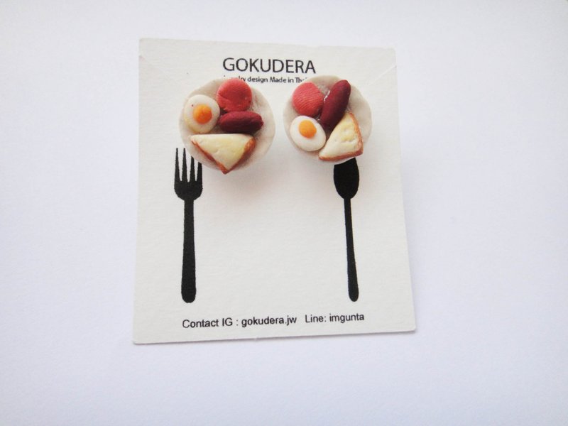 营养丰富的早餐小耳环 - 耳环/耳夹 - 纸 红色