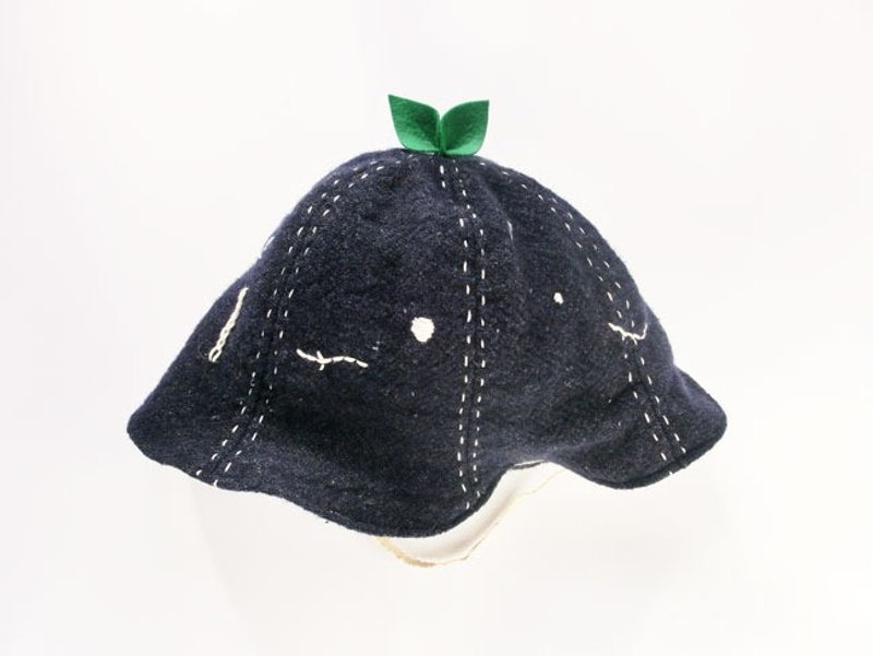 Grow Up! Wool Leaf Hat/ Leaves and Nutrients Navy - 围嘴/口水巾 - 其他材质 蓝色