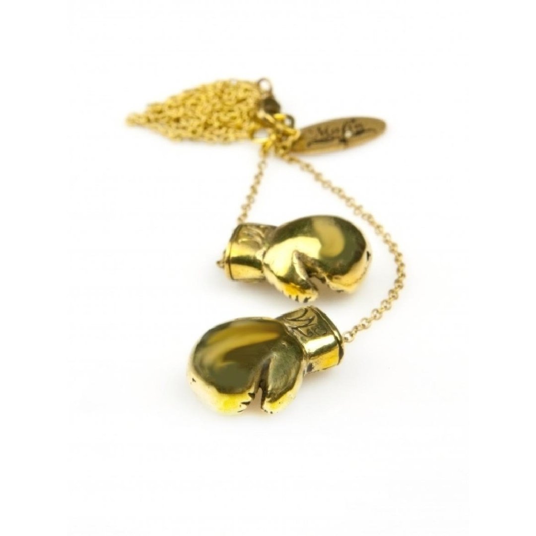 Boxing glove pendant in brass ,Rocker jewelry ,Skull jewelry,Biker jewelry - 项链 - 其他金属 