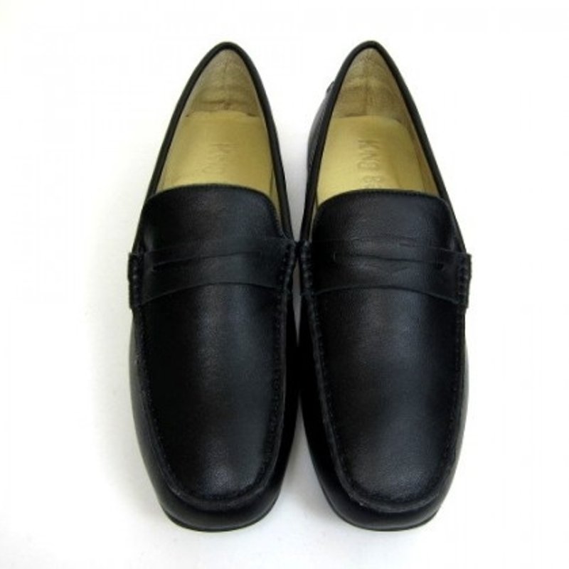 堡贝王真皮手工鞋（男）【绵羊/胶底/黑色】 - 男款休闲鞋 - 真皮 黑色