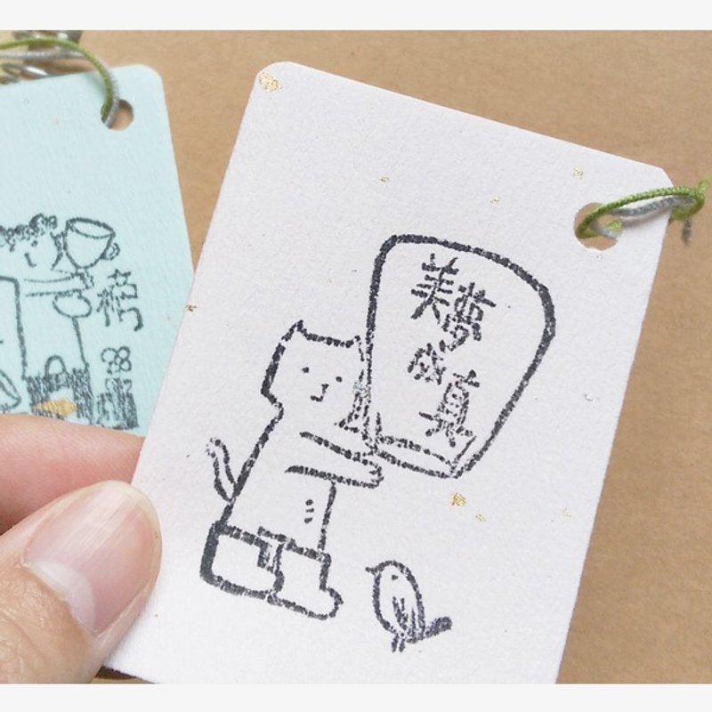 上杉采花  喵语手印书签 卡片 印刷  书签 礼物 猫 生日 节日纪念 - 书签 - 纸 白色