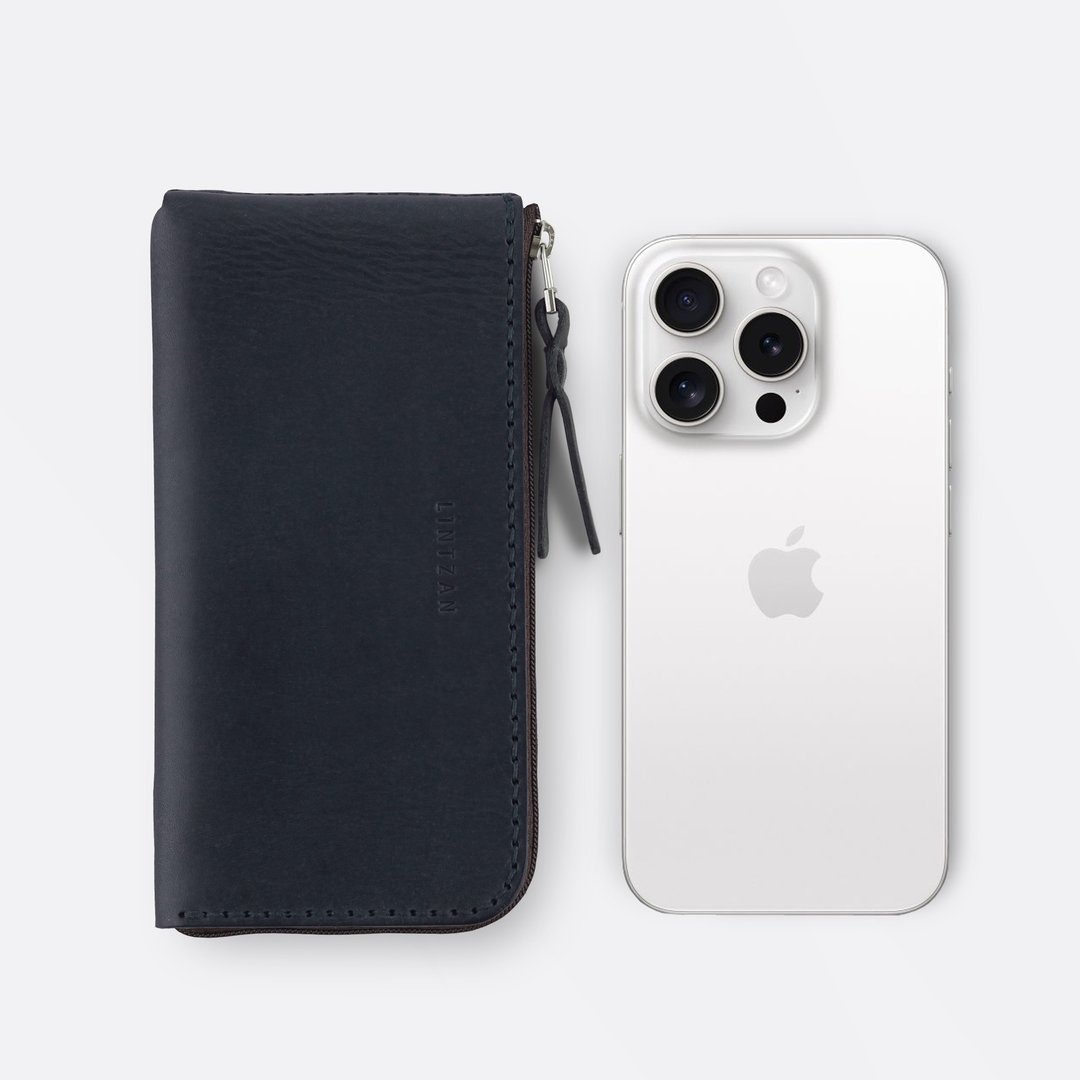 iPhone 拉链手机皮套 / 钱包 -- 深海蓝 - 手机壳/手机套 - 真皮 蓝色